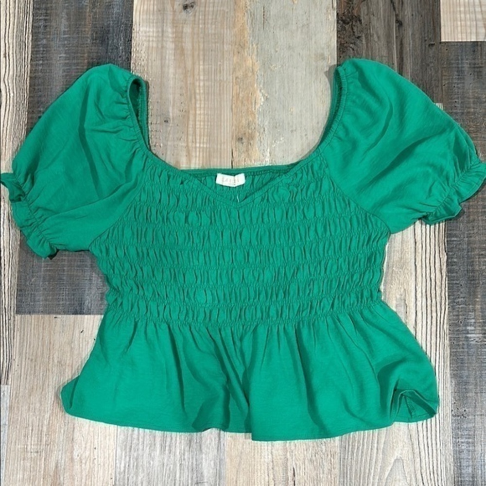 Green Smocked Women's Top